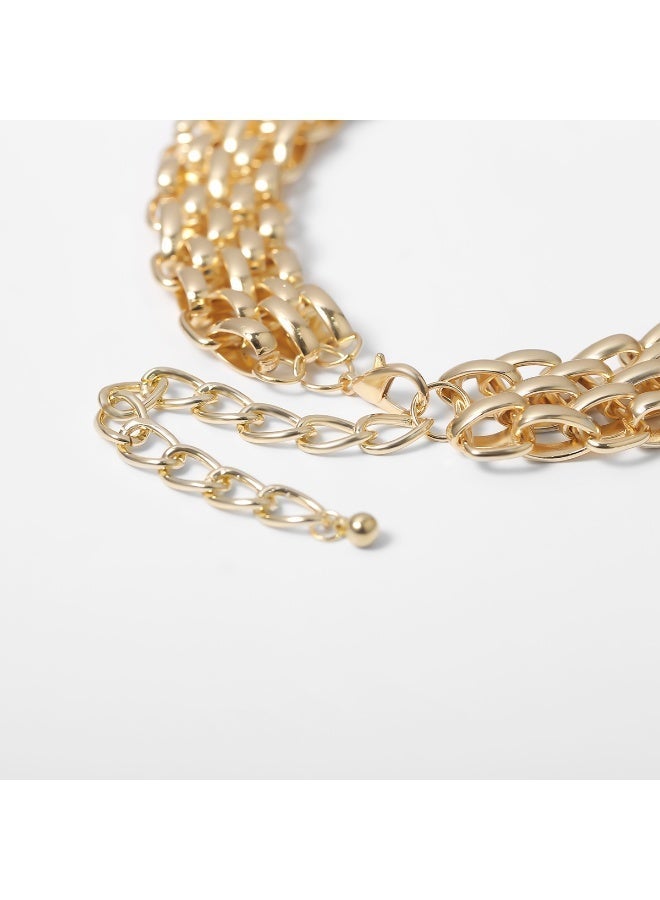 حقل قلادة متعددة السلاسل مطلية ذهب 24 كارات، قلادة للسيدات والنساء والفتيات، مناسبة للارتداء خلال عيد الفطر. - Image 4